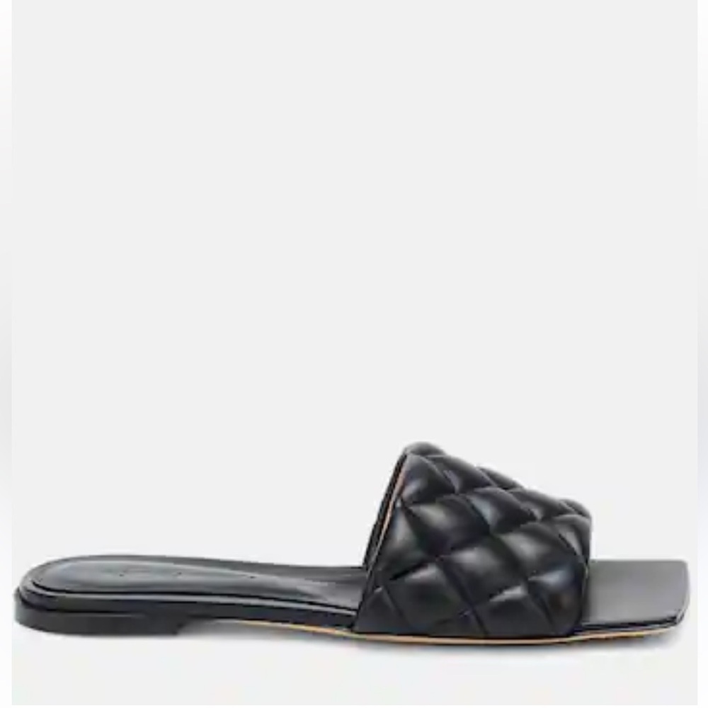 Black Quilted Open-Toe Sandals